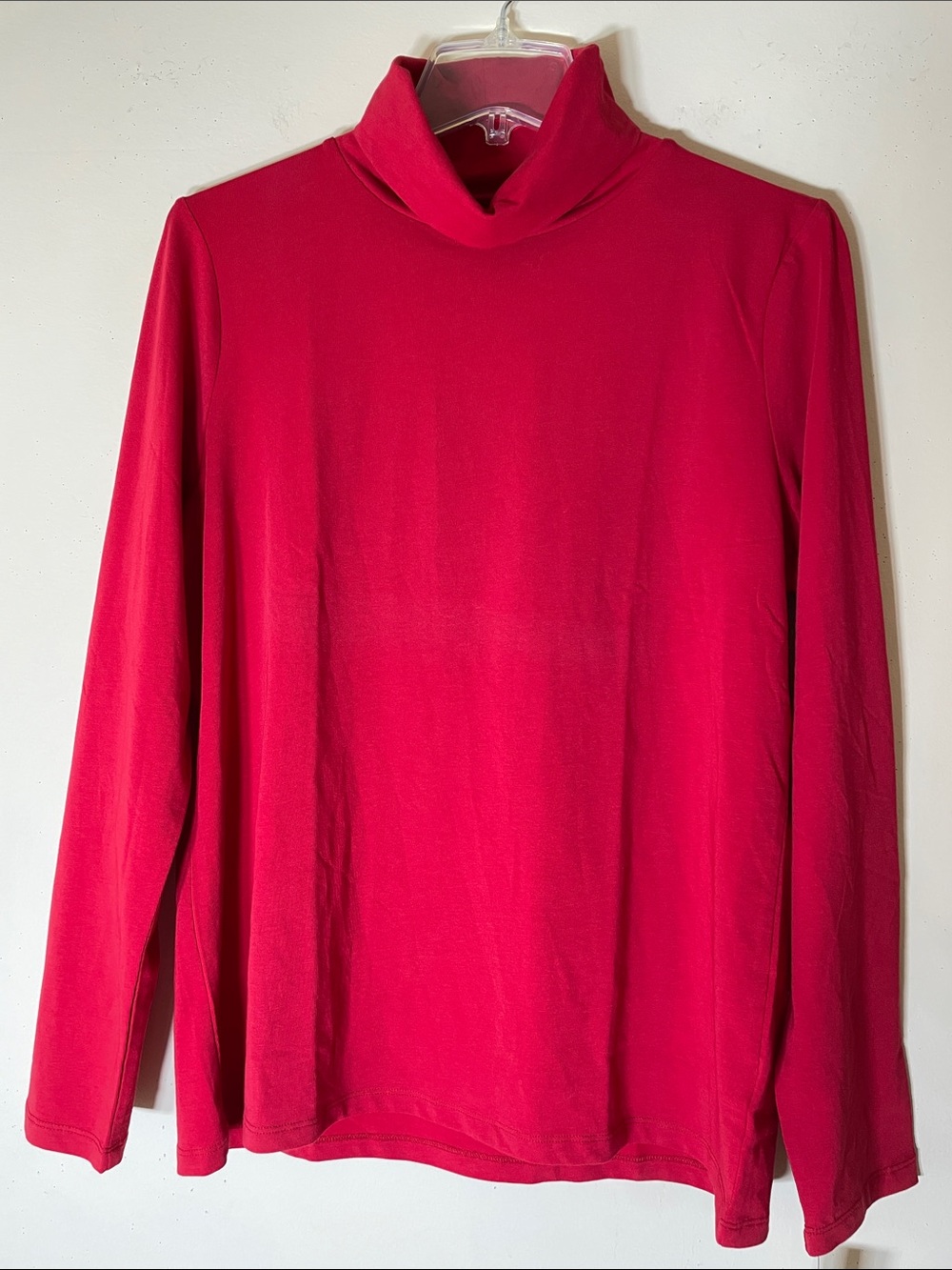 Talbots Red Cotton Long Sleeve Turtleneck Top. L. NWT.